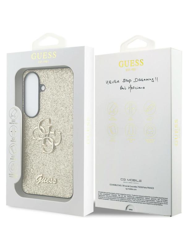 GUESS futerał do SAMSUNG S26 GUHCS26SHG4SGD (Fixed Glitter 4G Big Metal Logo) złoty
