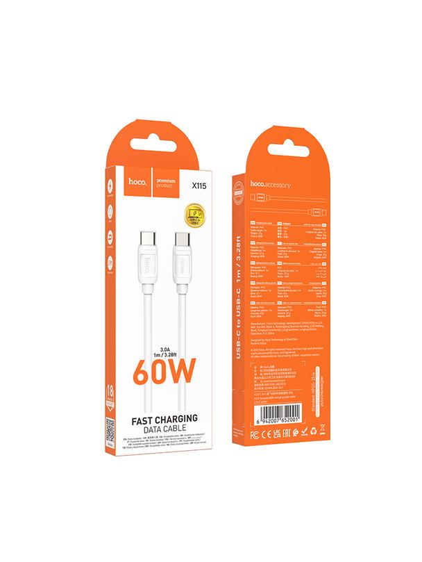 Kabel USB C do USB C Hoco PD 5A 240W 1 m X115 biały