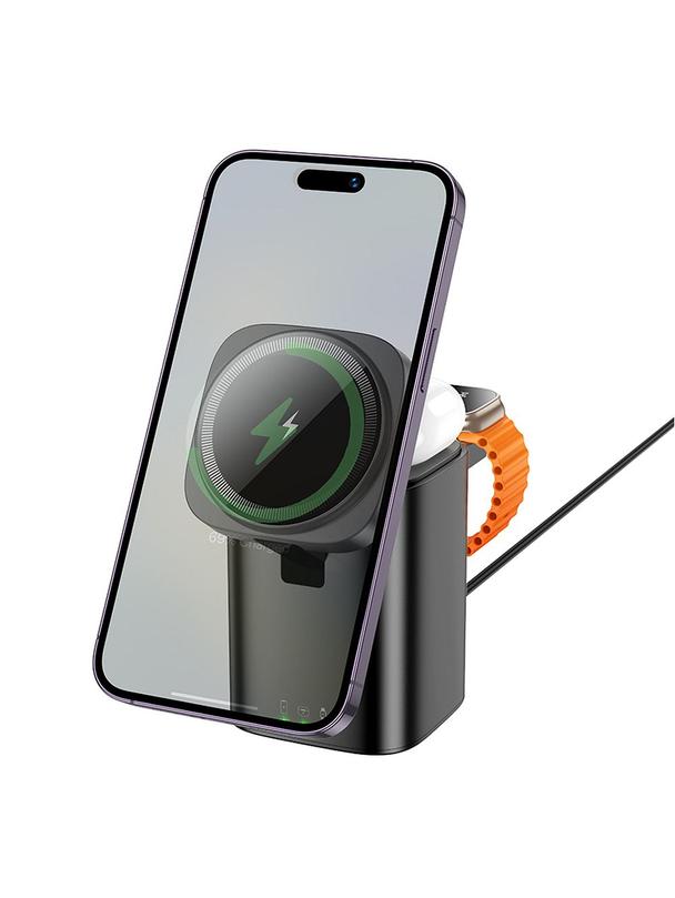 Ładowarka indukcyjna Hoco 3w1 15W kompatybilna z Apple Watch CQ20 czarna