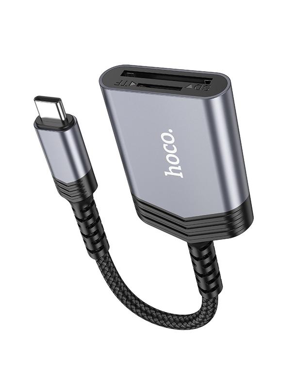 Czytnik kart SD / TF Hoco USB C UA25 szary