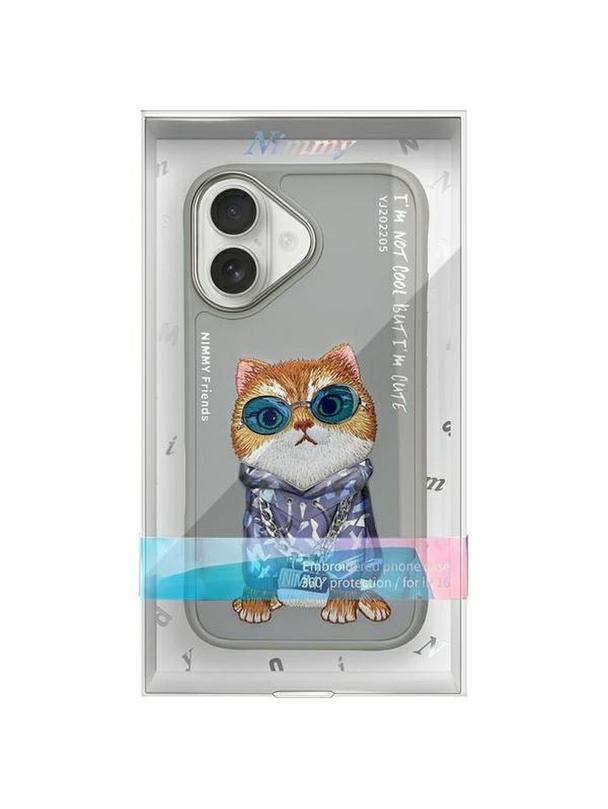 NIMMY futerał GLASSES COOL CAT do IPHONE 16 szary