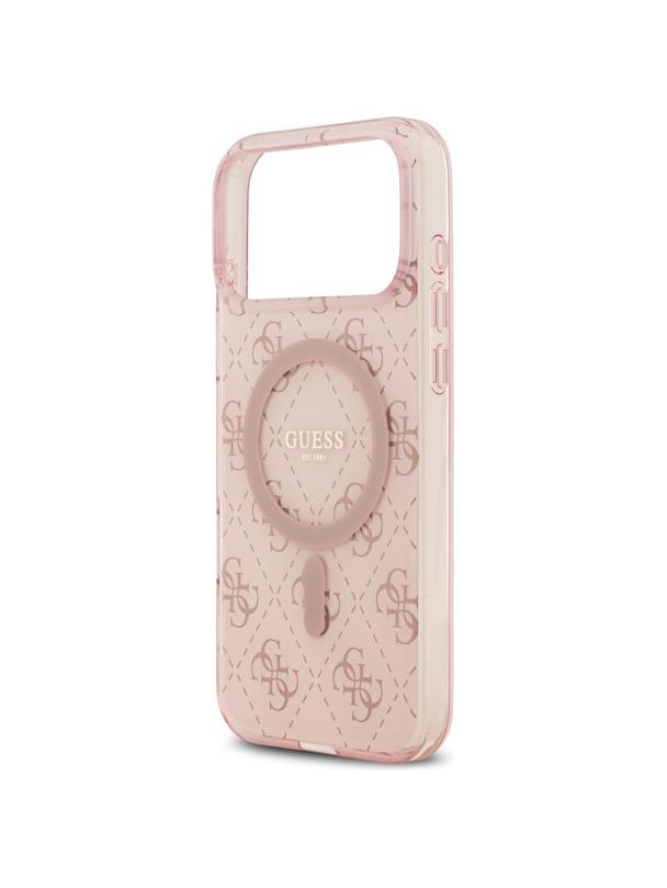 GUESS futerał do IPHONE 17 Pro kompatybilny z MagSafe GUHMP17LH4DTEP (IML 4G Background) różowy