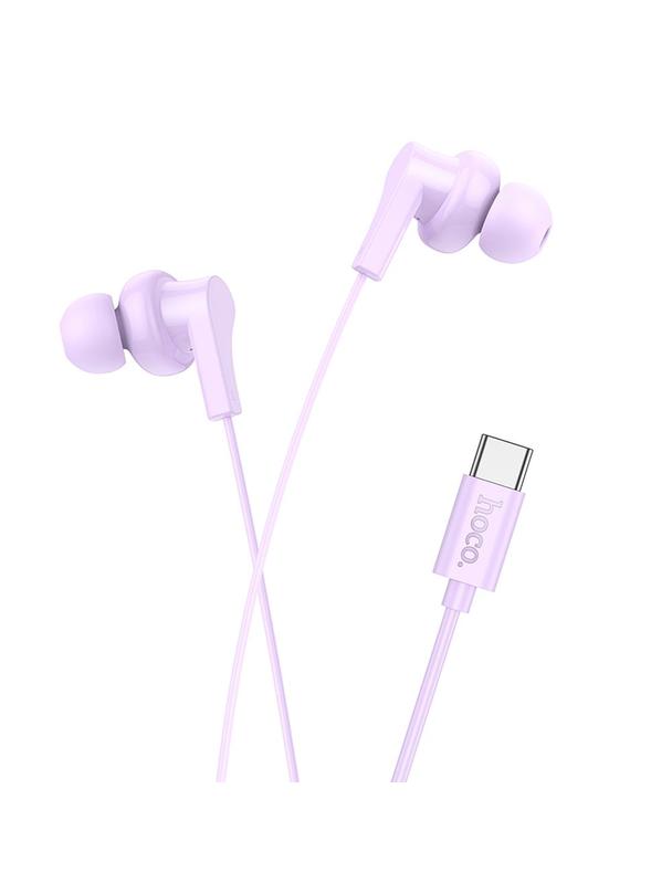 Słuchawki przewodowe douszne USB C Hoco M114 fioletowe