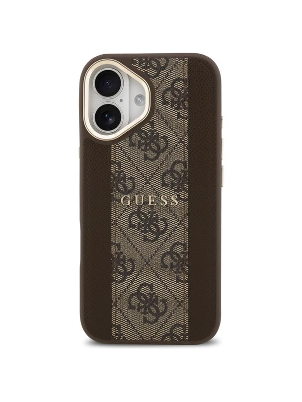 GUESS futerał do IPHONE 17 kompatybilny z MagSafe GUHMP17SPG4SEMCW (PU W/ 4G Stripe) brązowy
