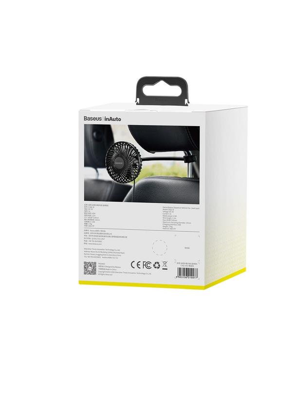 BASEUS wentylator / wiatrak samochodowy na zagłówek na USB czarny CXQC-B03.
