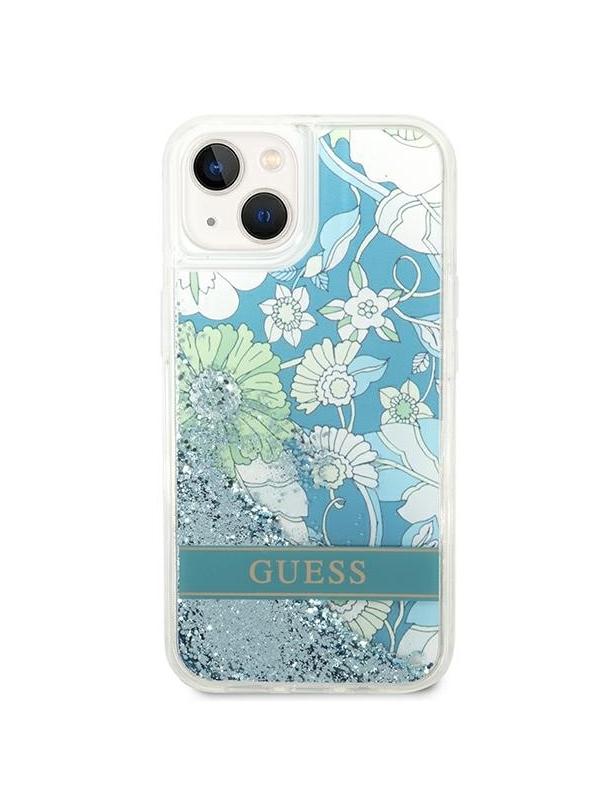 GUESS futerał do IPHONE 13 / 14 / 15 GUHCP14SLFLSN (Flower Liquid Glitter) zielony