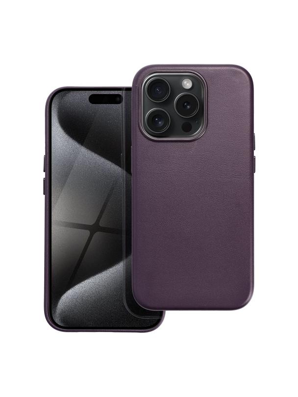 Futerał LEATHER MAG COVER kompatybilny z MagSafe do IPHONE 15 Pro ciemny fioletowy