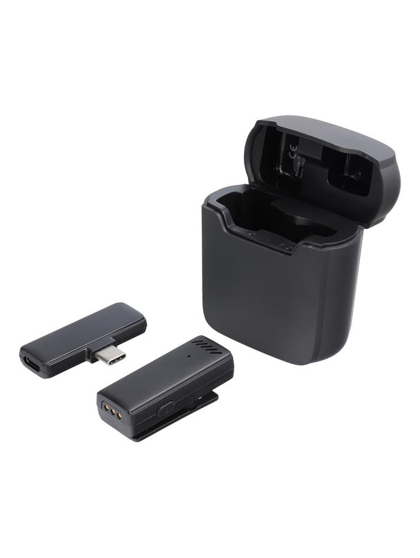 Mikrofon krawatowy bezprzewodowy Typ C z etui ładującym S11 czarny