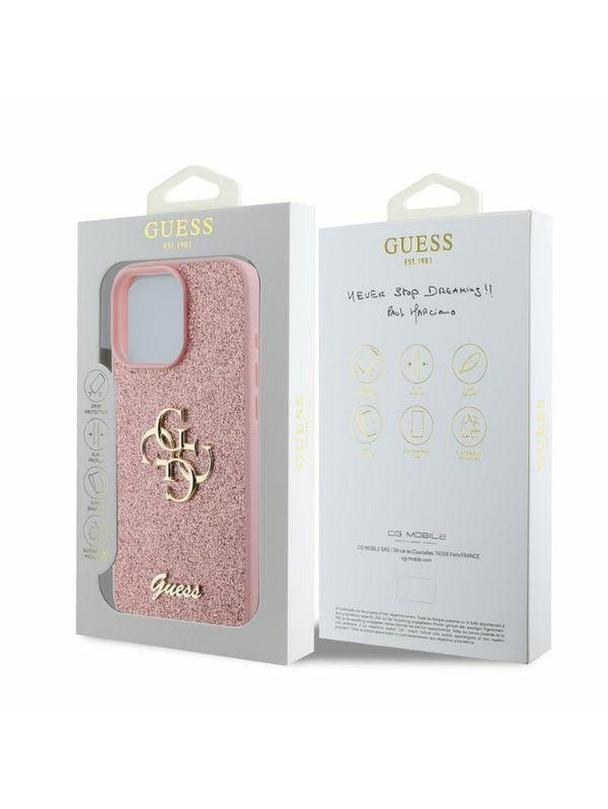 GUESS futerał do IPHONE 16 Pro Max GUHCP16XHG4SGP (Fixed Glitter Big 4G) różowy