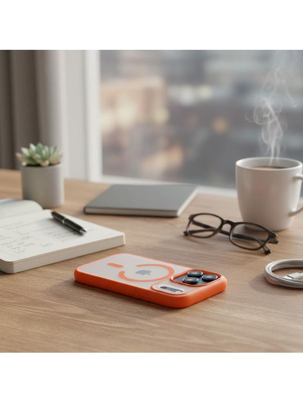 Futerał do iPhone 17 PRO MAX Flexline Mag Cover zgodny z MagSafe pomarańczowy