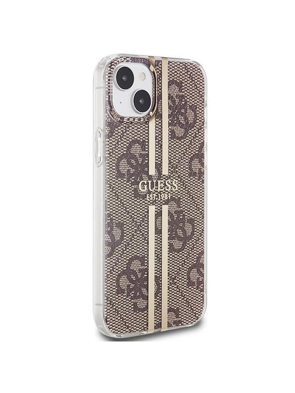 GUESS futerał do IPHONE 15 GUHCP15SH4PSEGW (4G Gold Stripe) brązowy