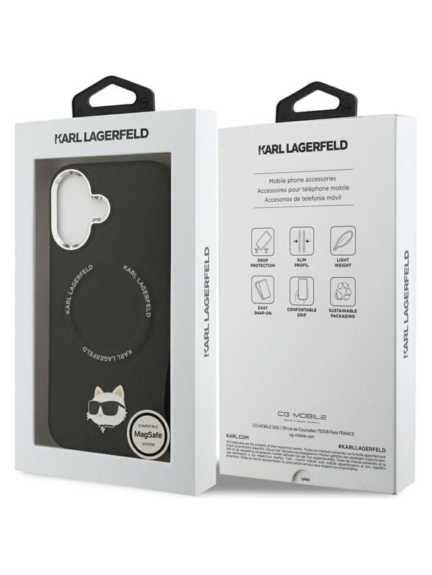 KARL LAGERFELD futerał do IPHONE 17 kompatybilny z MagSafe KLHMP17SPSMLRCHK (PU Choupette Pin) czarny