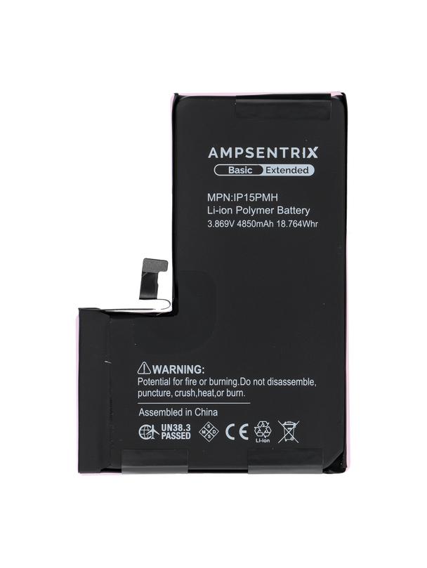 AmpSentrix Basic bateria do iPhone 15 Pro Max (zwiększona pojemność 4850 mAh)