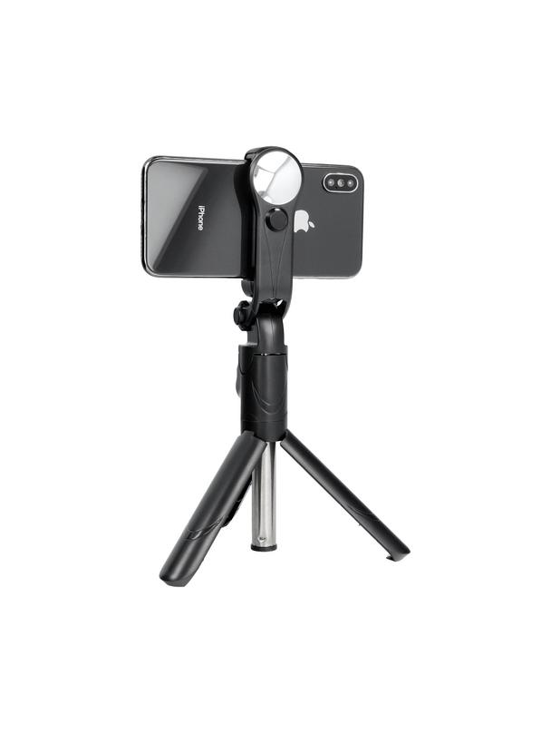 Uchwyt selfie z pilotem bezprzewodowym tripod z lusterkiem SSTR-11 czarny
