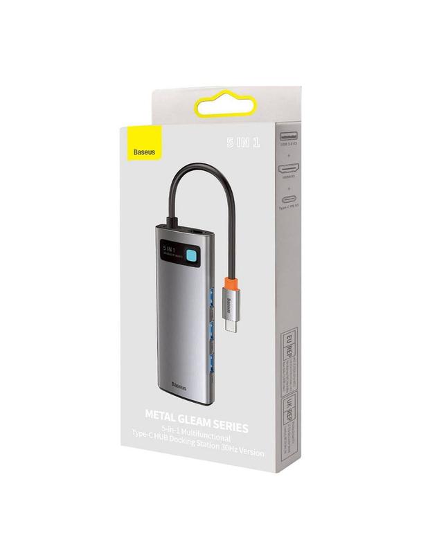 BASEUS adapter HUB 5w1 Typ C WKWG020013 0,15 m szary