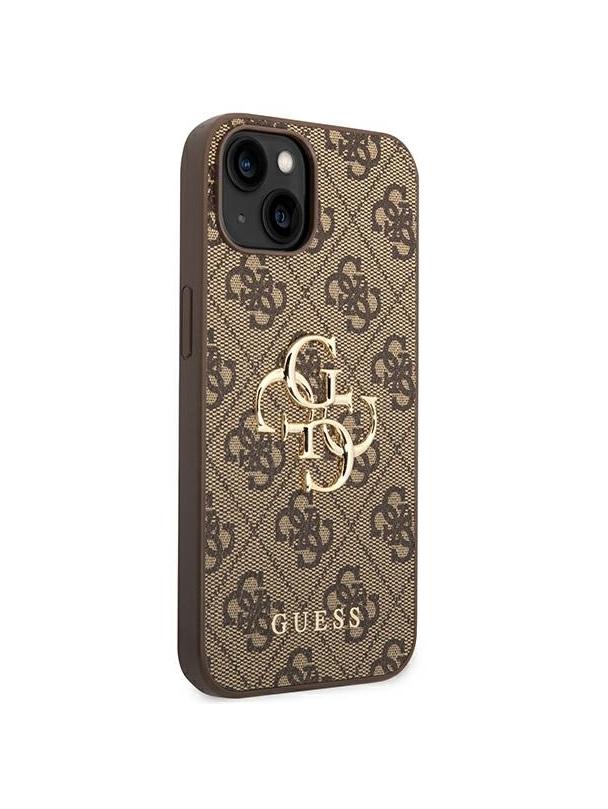 GUESS futerał do IPHONE 13 / 14 / 15 GUHCP14S4GMGBR (4G Big Metal Logo) brązowy