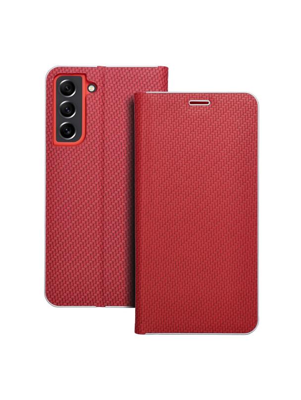 Kabura LUNA Book Carbon do SAMSUNG S21 FE czerwony