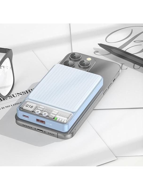 Powerbank zgodny z MagSafe Hoco 10000 mAh QC3.0 PD 3A 22,5W Q18 niebieski