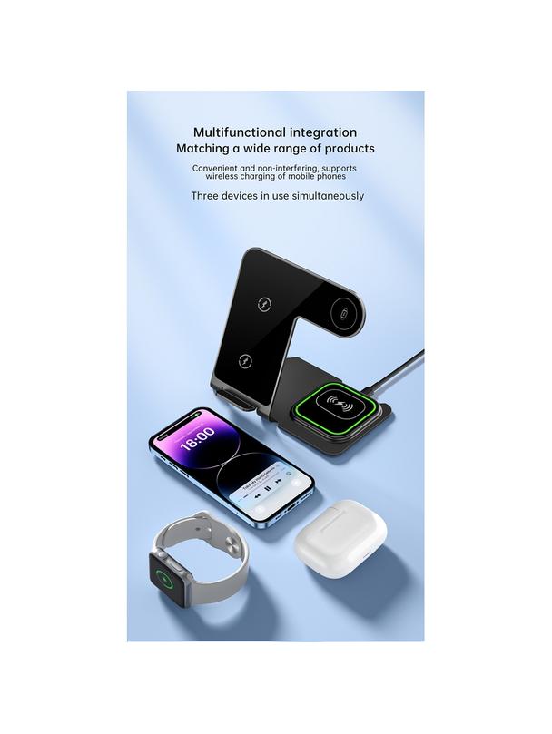 VEGER ładowarka indukcyjna 3w1 Qi 20W Y9 szara