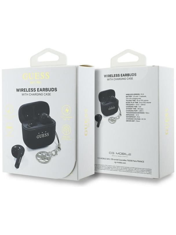 Słuchawki bezprzewodowe douszne Guess TWS Effect Printed Classic Logo & Charm czarne