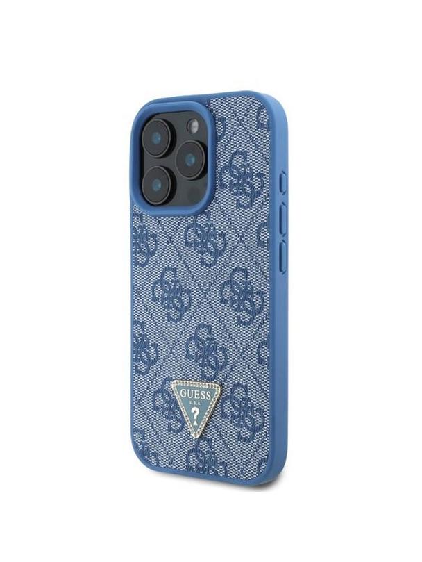 GUESS futerał do IPHONE 16 Pro GUHCP16LP4TDPB (PU Leather 4G Triangle Strass) niebieski