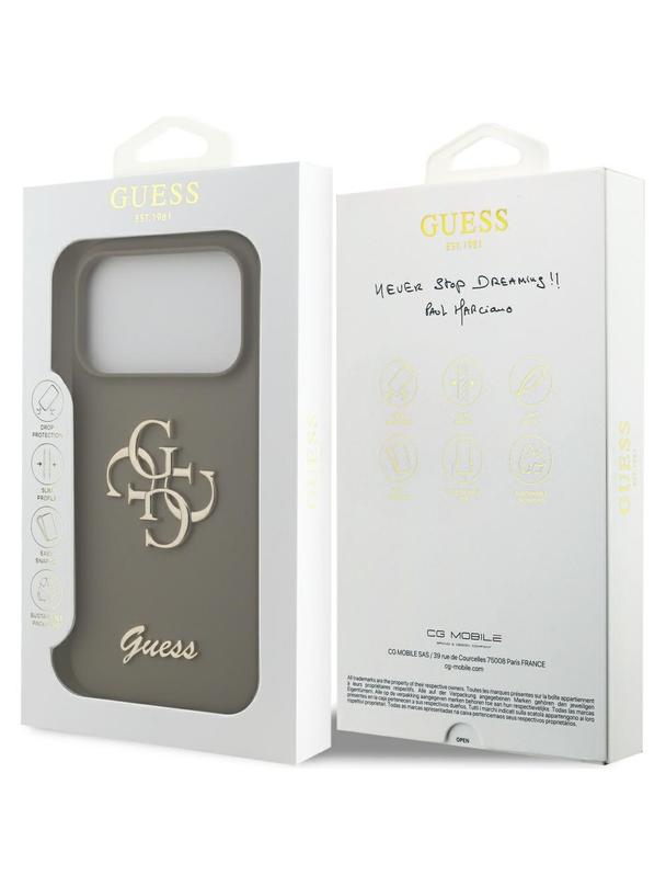 GUESS futerał do IPHONE 17 Pro GUHCP17LSC4GSMW (Silicone W/ Big 4G Script) brązowy