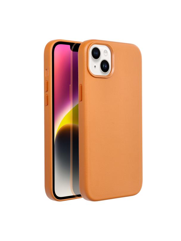Futerał LEATHER MAG COVER kompatybilny z MagSafe do IPHONE 14 Plus pomarańczowy
