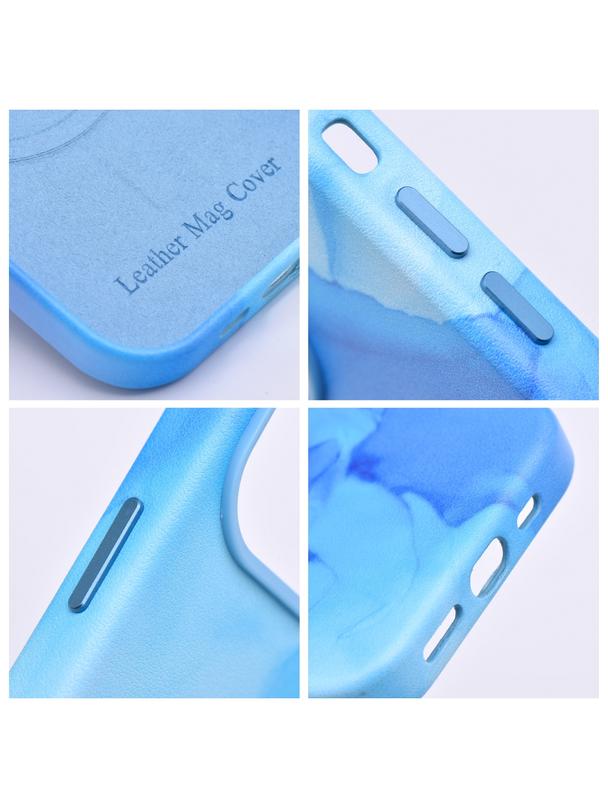 Futerał LEATHER MAG COVER kompatybilny z MagSafe do IPHONE 13 Pro Max blue splash