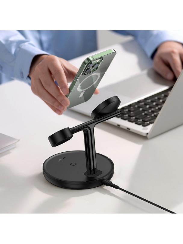 BASEUS ładowarka indukcyjna 3w1 kompatybilna z MagSafe 15W WXTE000101 czarna