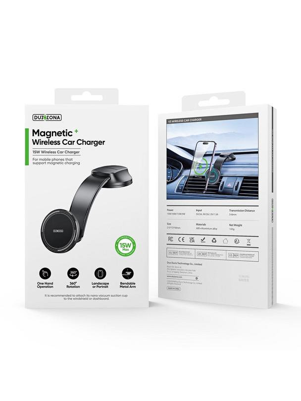 DUZZONA V3  - uchwyt samochodowy indukcyjny do deski kompatybilny z MagSafe 15W czarny