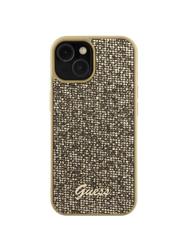 GUESS futerał do IPHONE 13 / 14 / 15 GUHCP15SPMSDGSD (Disco Metal Script) złoty
