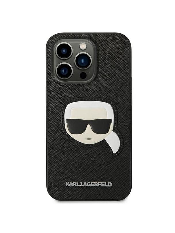 KARL LAGERFELD futerał do IPHONE 14 Pro KLHCP14LSAPKHK (Saffiano With Karl Head Patch) czarny