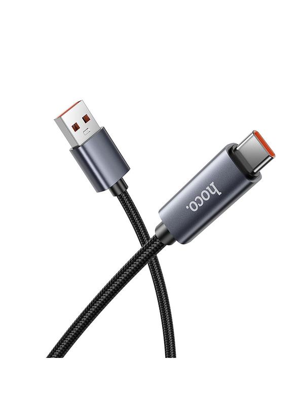 Kabel USB A do USB C Hoco 5A z wyświetlaczem 1 m X112 czarny