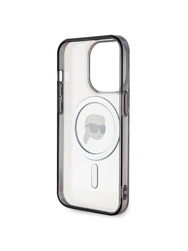 KARL LAGERFELD futerał do IPHONE 15 Pro KLHMP15LHKHNOTK (Karl Head + MAG) transparentny