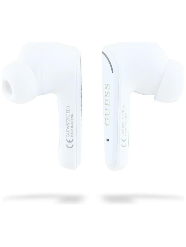 Słuchawki bezprzewodowe douszne Guess TWS Flat Classic Logo Electroplated białe