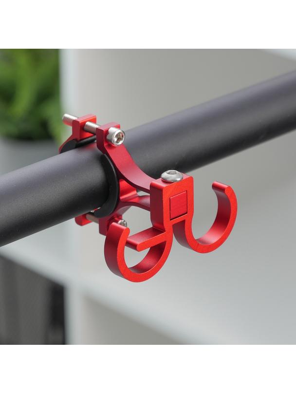 Hak uchwyt na zakupy podwójny do roweru / hulajnogi aluminiowy FS366 czerwony