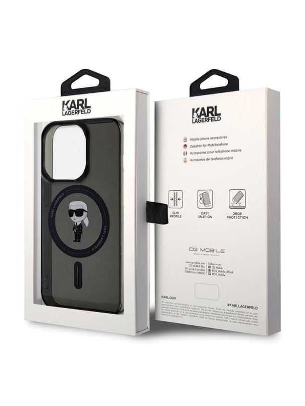 KARL LAGERFELD futerał do IPHONE 15 Pro KLHMP15LHFCKNOK (Ikonik + MAG) czarny