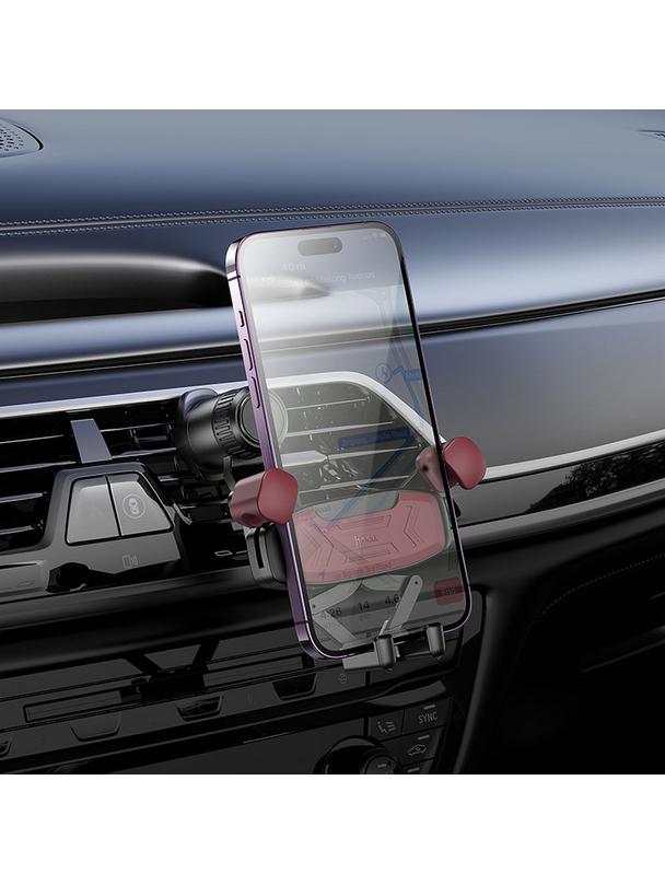 Uchwyt na telefon do samochodu grawitacyjny Hoco do kratki H66 czarno czerwony