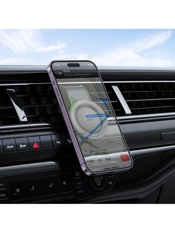 Uchwyt na telefon do samochodu magnetyczny zgodny z MagSafe Hoco do kratki H59 czarny