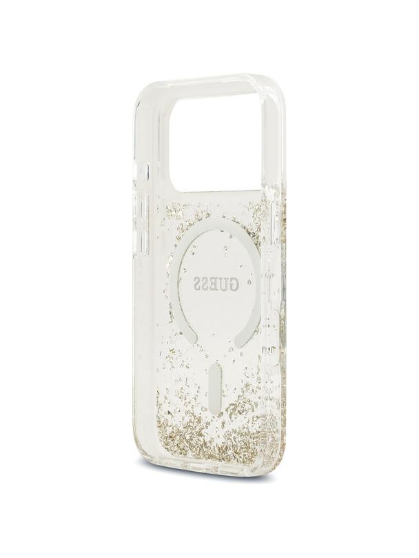 GUESS futerał do IPHONE 17 Pro kompatybilny z MagSafe GUHMP17LRGRGED (Resin Bottom Glitter) złoty