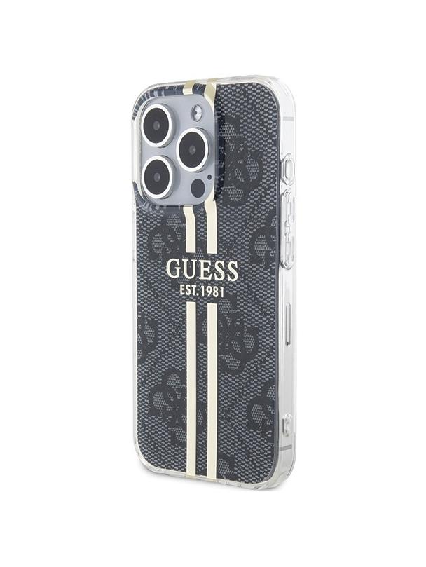 GUESS futerał do IPHONE 15 Pro Max GUHCP15XH4PSEGK (4G Gold  Stripe) czarny