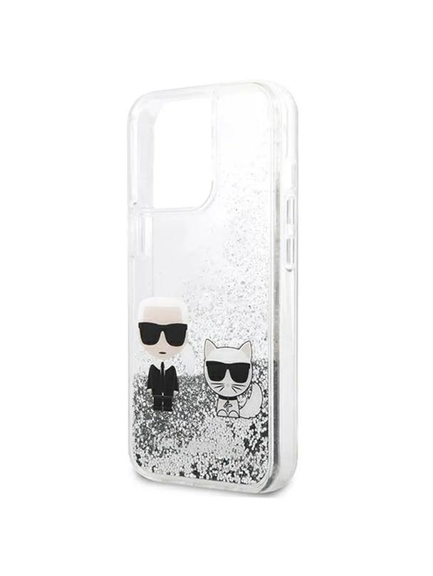 KARL LAGERFELD futerał do IPHONE 13 Pro KLHCP13LGKCS (Liquid Glitter K&C) srebrny