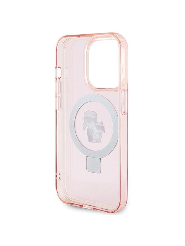 KARL LAGERFELD futerał do IPHONE 15 Pro kompatybilny z MagSafe KLHMP15LHMRSKCP (Ringstand KC) różowy