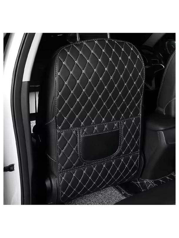 Mata ochronna skórzana na fotel samochodowy przeciw kopaniu z organizerem czarna