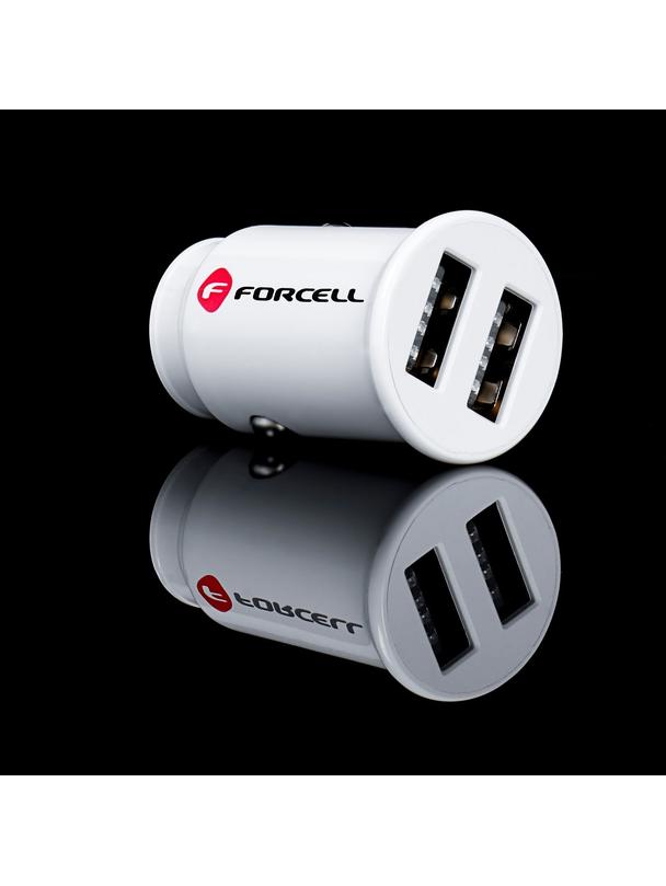 FORCELL ładowarka samochodowa Mini 2xUSB 3,1A biała CC-SJ02