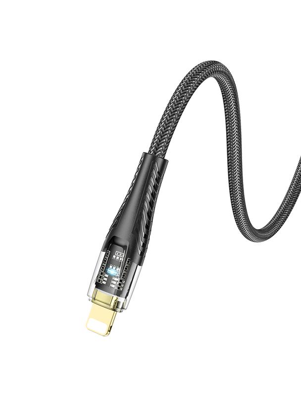 Kabel USB A do Lightning Hoco 2,4A 1,2 m U121 czarny transparentny