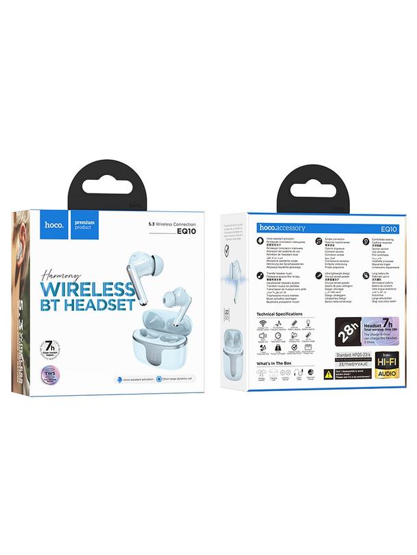 Słuchawki bezprzewodowe douszne Hoco TWS EQ10 niebieskie