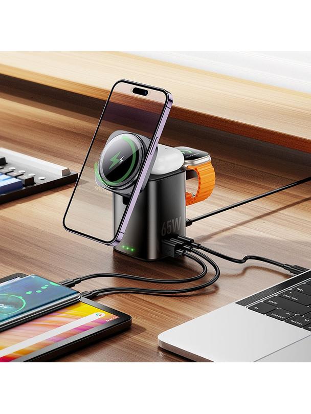 Ładowarka indukcyjna Hoco 6w1 PD QC 65W kompatybilna z Apple Watch CQ20A czarna