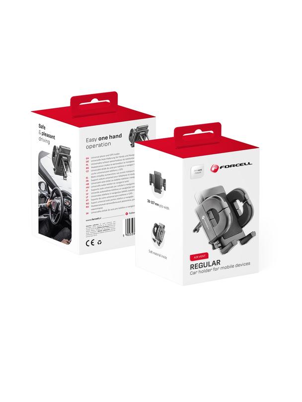 Uchwyt na telefon do samochodu uniwersalny Forcell F-Grip Regular do kratki czarny