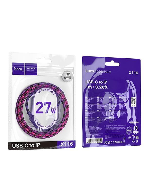 Kabel USB C do Lightning Hoco PD 27W 1 m X116 gradient czerwony